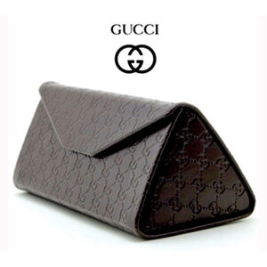 Gucci Authentic Signature Logo Monogrammed Foldable Sunglasses Case in Brown